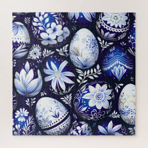 Skandinavisches blaues Osterei-Frühlingsflorales
