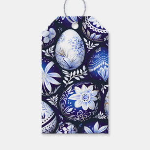 Skandinavisches blaues Osterei Frühlingsflorales Geschenkanhänger