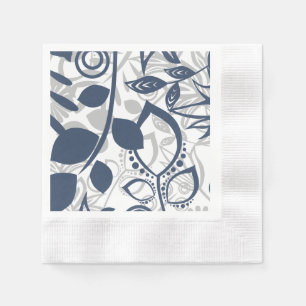 Skandinavisches Blaugraues Blumenmuster Serviette