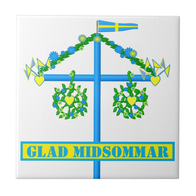 skandinavisches Design, Glad midsommar Fliese (Vorderseite)