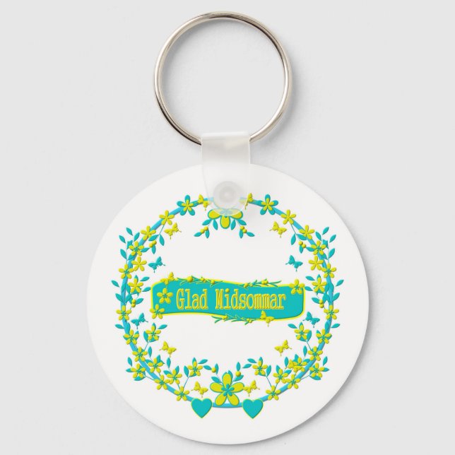 skandinavisches Design, Glad midsommar Schlüsselanhänger (Vorderseite)