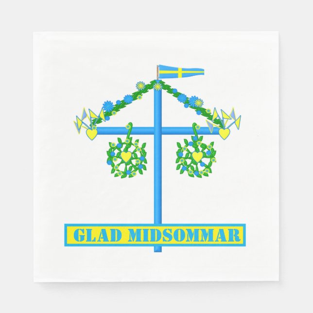 skandinavisches Design, Personalisiert Glad Midsom Serviette (Vorderseite)