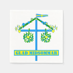 skandinavisches Design, Personalisiert Glad Midsom Serviette