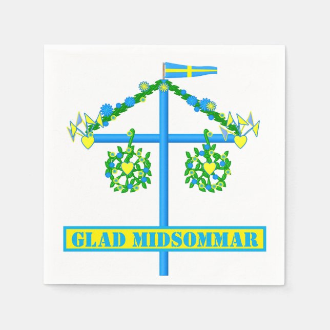 skandinavisches Design, Personalisiert Glad Midsom Serviette (Vorderseite)
