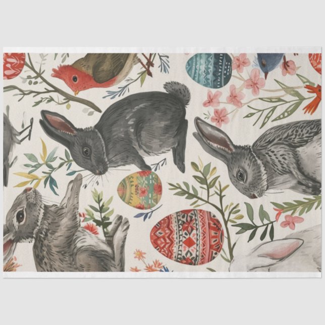 skandinavisches Easter-Kanincheneier ethnisch Seidenpapier (Vorderseite)