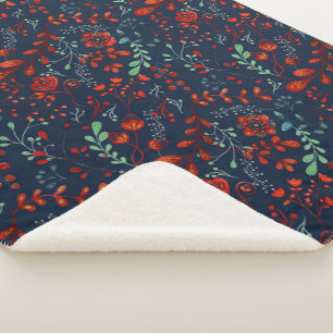 Skandinavisches florales Volkskunst-Nahtlosmuster Sherpadecke