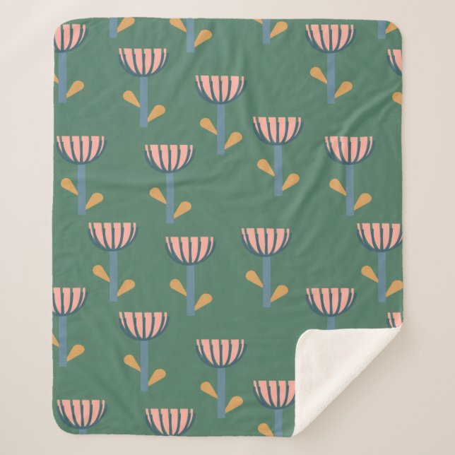 Skandinavisches Folkloremuster im Blumenmuster in  Sherpadecke (Vorderseite)