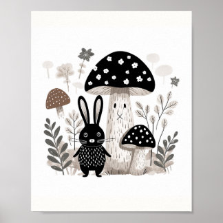 Skandinavisches Folklorepublikum Bunny & Mushroom  Poster