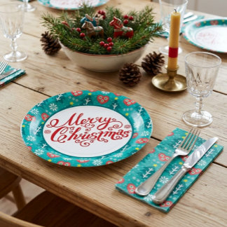 Skandinavisches Frohe Weihnachten Pappteller
