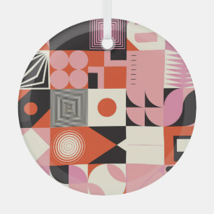 Skandinavisches Geometrisches: Farbige Kunstmuster Ornament Aus Glas