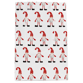 Skandinavisches Gnome Red White Grau Xmas Muster Mittlere Geschenktüte