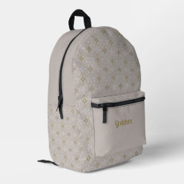 Skandinavisches Gold und Tan Mandala Muster Bedruckter Rucksack