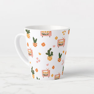 Skandinavisches Haus TV Nahtloses Muster Milchtasse