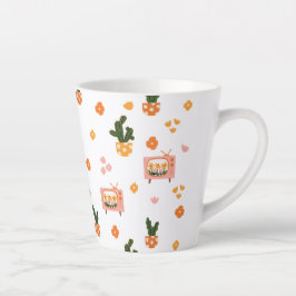 Skandinavisches Haus TV Nahtloses Muster Milchtasse