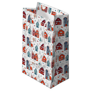 Skandinavisches Haus-Volkskunst-Muster Kleine Geschenktüte