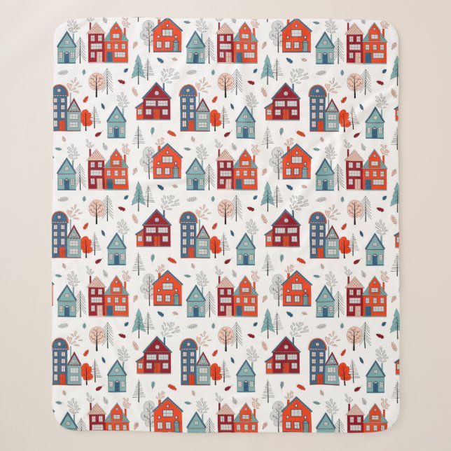 Skandinavisches Haus-Volkskunst-Muster Sherpadecke (Vorderseite)