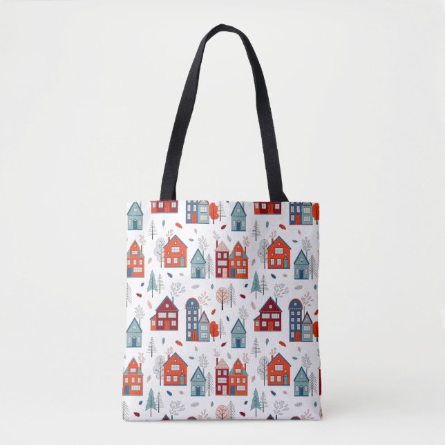 Skandinavisches Haus-Volkskunst-Muster Tasche (Vorderseite)
