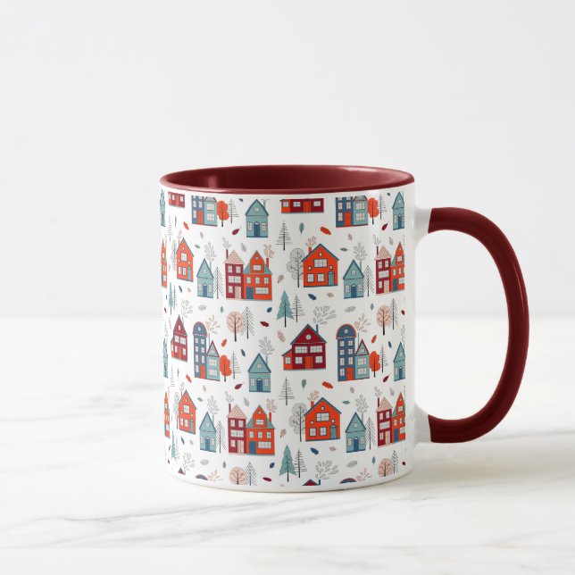 Skandinavisches Haus-Volkskunst-Muster Tasse (Rechts)