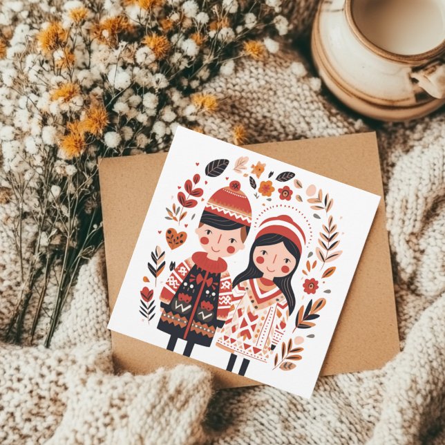 Skandinavisches Herzvalentine Feiertagskarte (Von Creator hochgeladen)