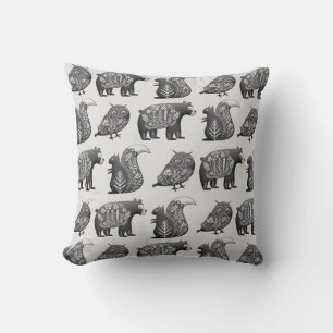 Skandinavisches Holzland Tierart Graues Muster Kissen