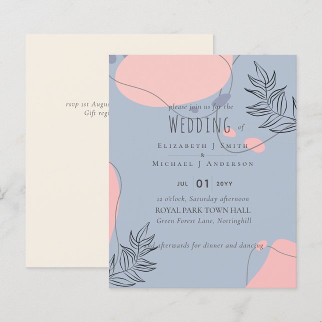 Skandinavisches Japandi Moderne Abstrakte Hochzeit (Vorne/Hinten)