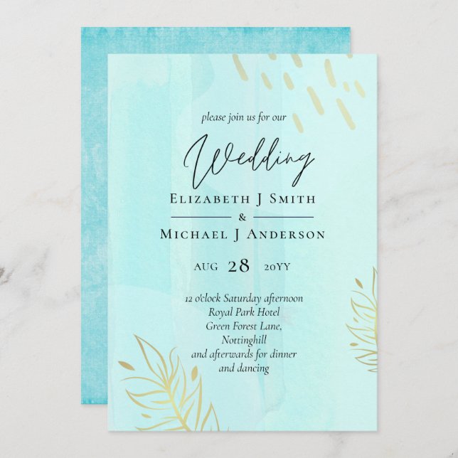 Skandinavisches Japandi Moderne Abstrakte Hochzeit (Vorne/Hinten)