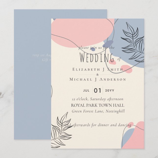 Skandinavisches Japandi Moderne Abstrakte Hochzeit (Vorne/Hinten)