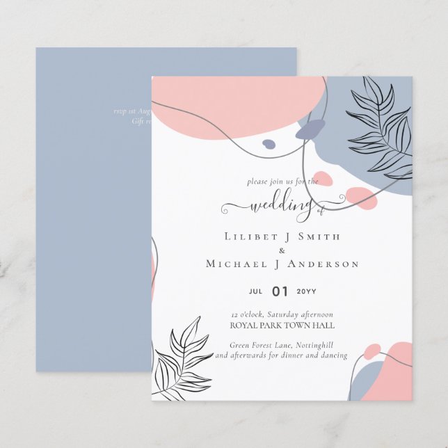 Skandinavisches Japandi Moderne Abstrakte Hochzeit (Vorne/Hinten)