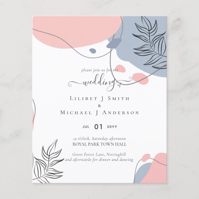 Skandinavisches Japandi Moderne Abstrakte Hochzeit Flyer (Vorne)