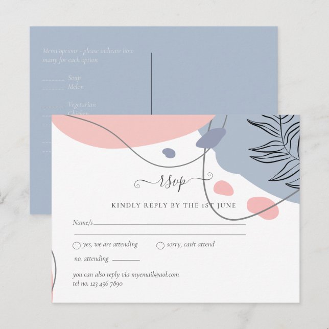 Skandinavisches Japandi Moderne Abstrakte Hochzeit Postkarte (Vorne/Hinten)