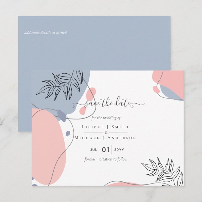 Skandinavisches Japandi Moderne Abstrakte Hochzeit Postkarte (Vorne/Hinten)