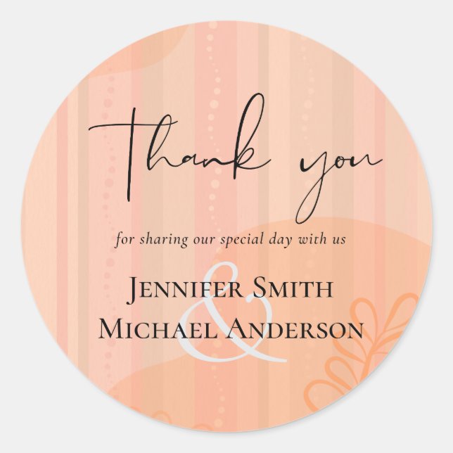 Skandinavisches Japandi Moderne Abstrakte Hochzeit Runder Aufkleber (Vorderseite)