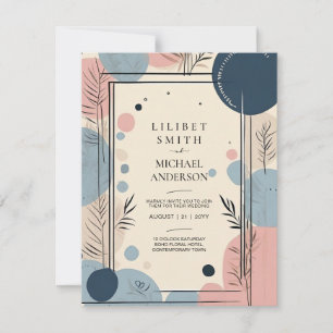 Skandinavisches japandi Wedding Theme Blush Blue Einladung