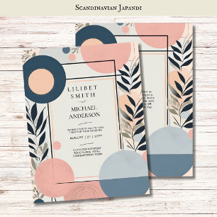 Skandinavisches japandi Wedding Theme Blush Blue Einladung