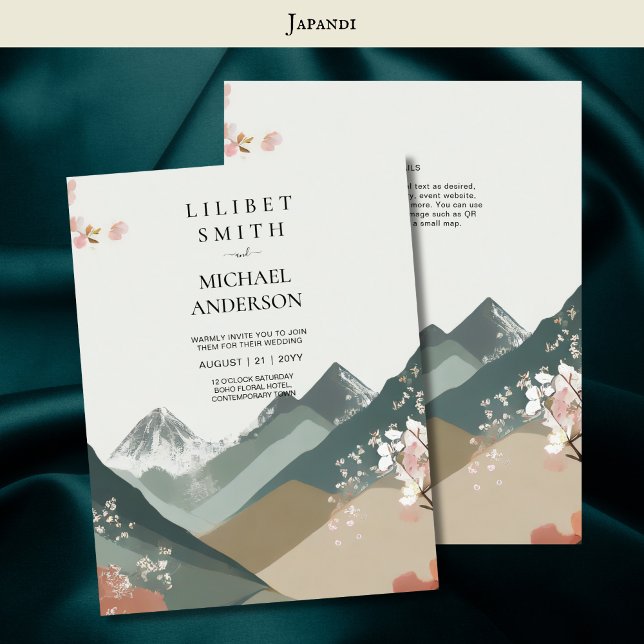 Skandinavisches Japandi Wedding Theme Earth Tones Einladung (Von Creator hochgeladen)