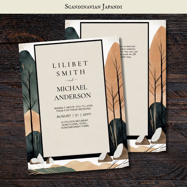 Skandinavisches Japandi Wedding Theme Earth Tones Einladung (Von Creator hochgeladen)