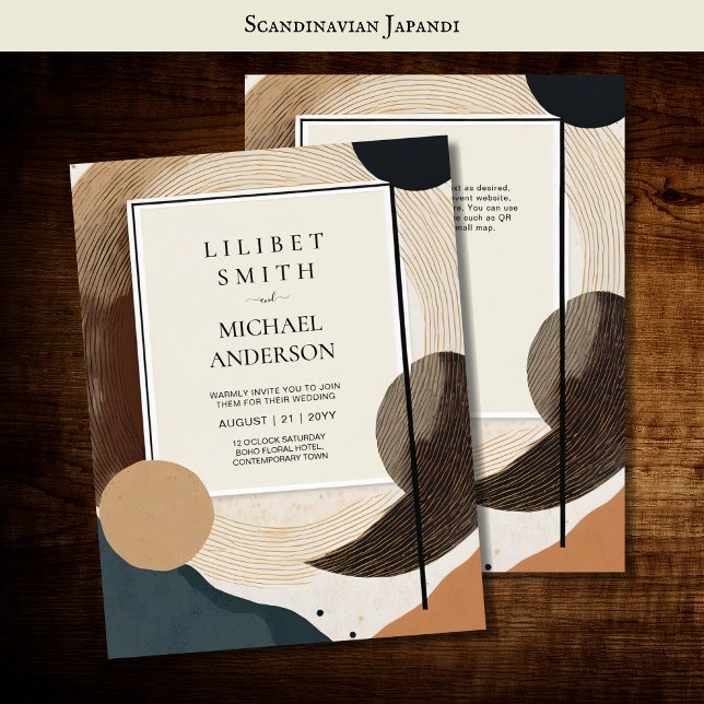 Skandinavisches Japandi Wedding Theme Earth Tones Einladung (Von Creator hochgeladen)