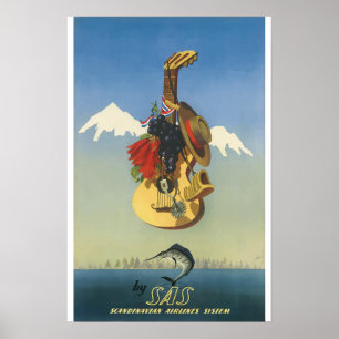 Skandinavisches Luftverkehrssystem - Vintage Poste Poster