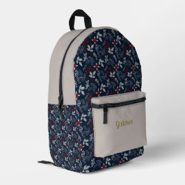 Skandinavisches Marinemuster Rot und Tan Floral Mu Bedruckter Rucksack