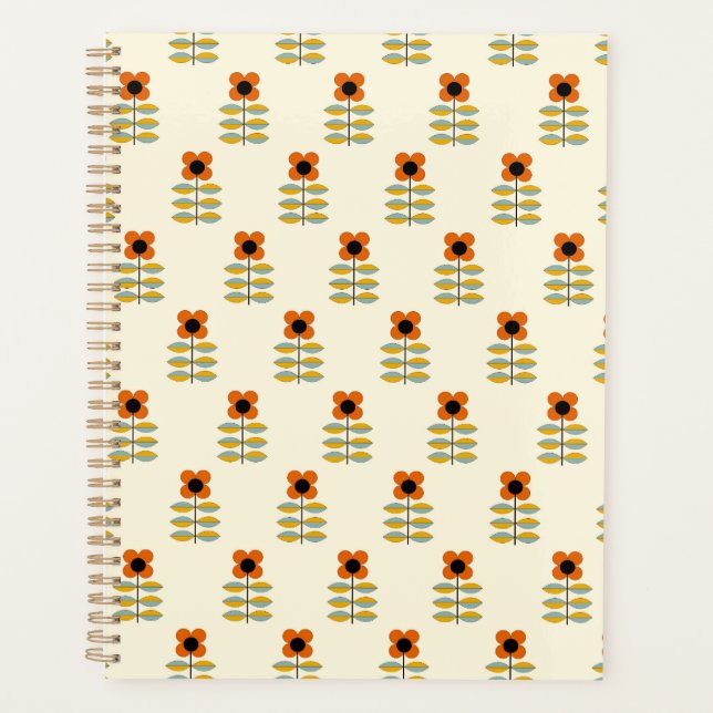 skandinavisches Muster des Orangen Blumenmusters Planer (Vorderseite)