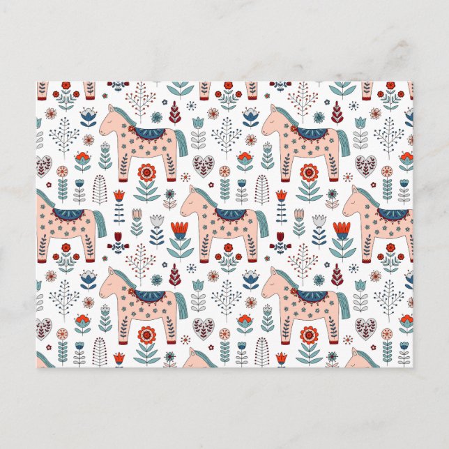 Skandinavisches Muster Feiertagspostkarte (Vorderseite)