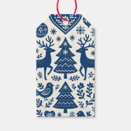 SKANDINAVISCHES MUSTER GESCHENKETIKETT BLAU GESCHENKANHÄNGER
