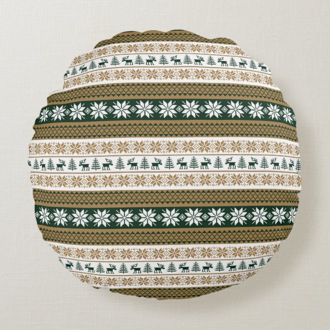 skandinavisches Muster Rundes Kissen (Vorderseite)