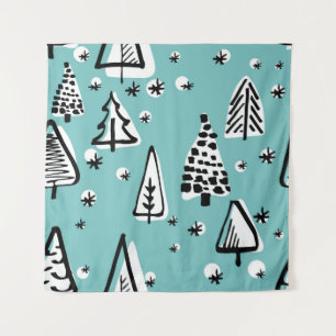 Skandinavisches nahtloses Muster des Weihnachtsbau Wandteppich