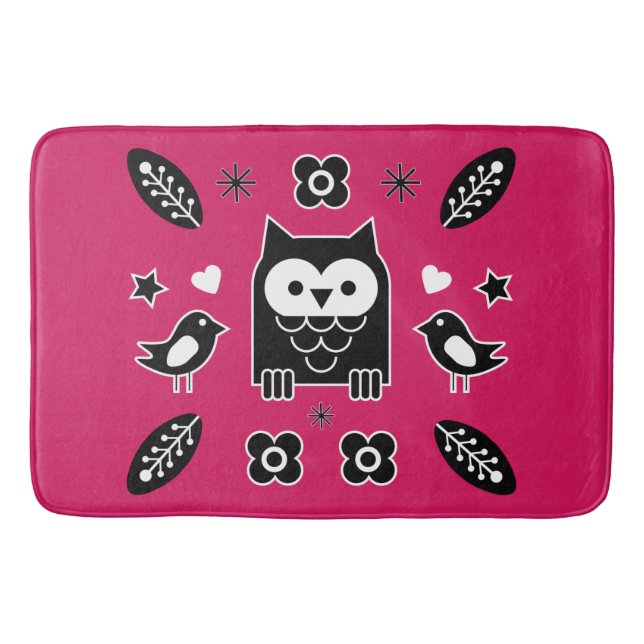 Skandinavisches Owl Folkloregeschenk Badematte (Vorderseite)