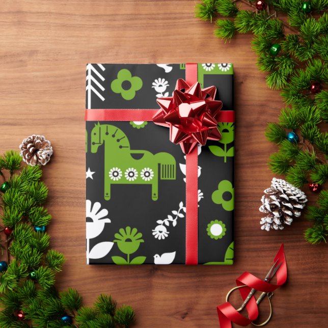 Skandinavisches Pferdervolk Geschenkpapier (Feiertagsgeschenk)