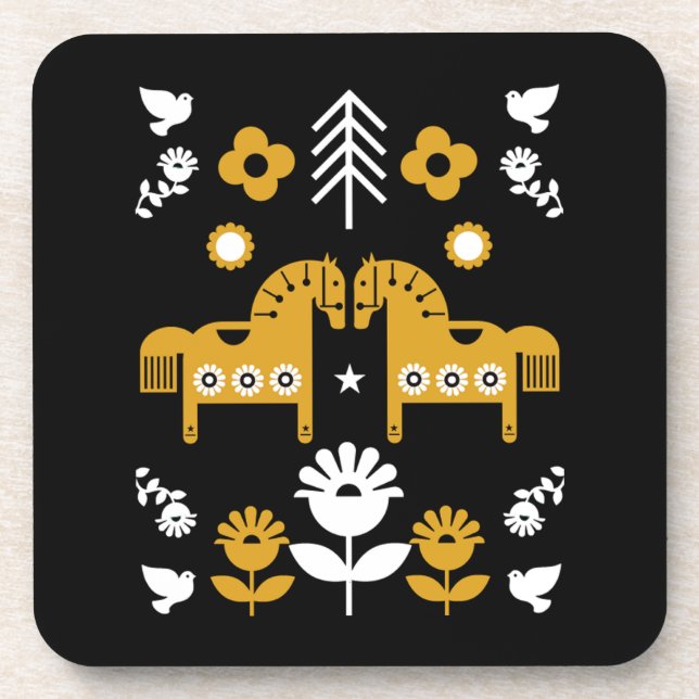 Skandinavisches Pferdervolk Getränkeuntersetzer (Vorderseite)