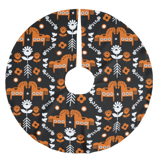 Skandinavisches Pferdervolk Polyester Weihnachtsbaumdecke (Vorderseite)