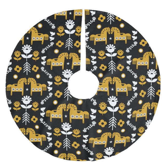 Skandinavisches Pferdervolk Polyester Weihnachtsbaumdecke (Vorderseite)