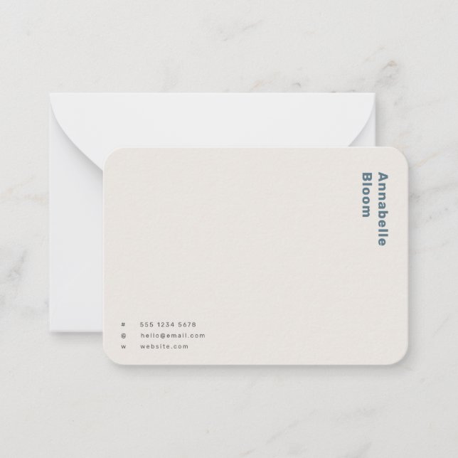 Skandinavisches Rauchblau Minimalistisch Einfach Mitteilungskarte (Vorderseite)